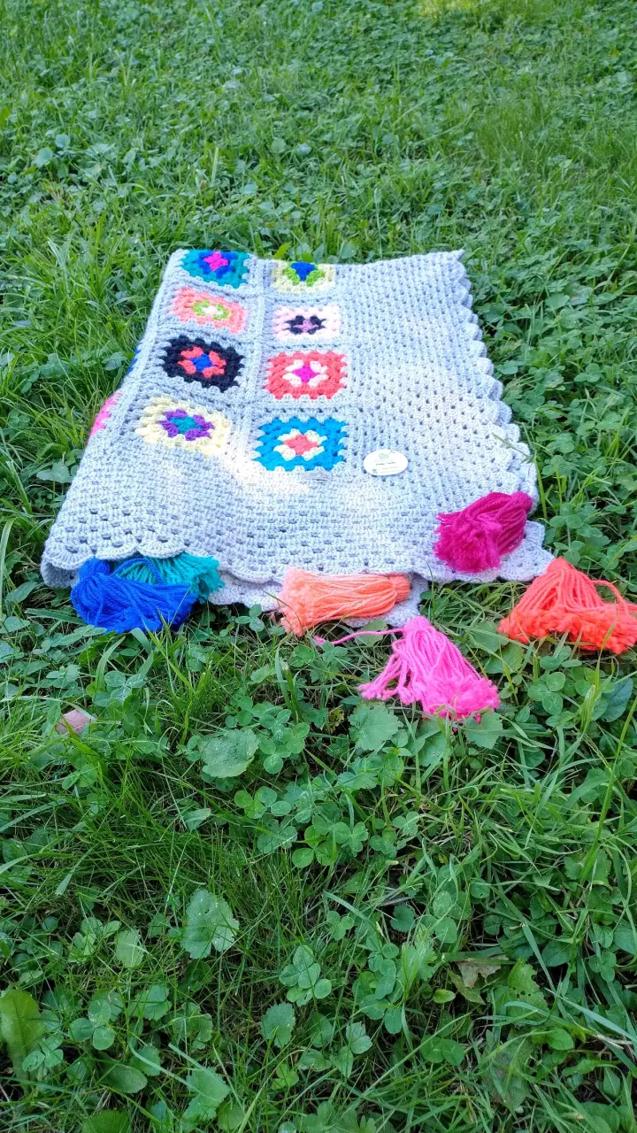 Manta tejida a crochet multicolor Piecera - 3