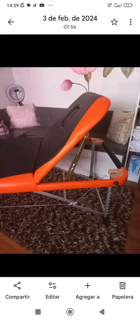 Camilla de masaje plegable negra y naranja - 3