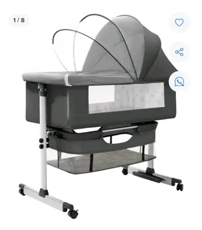 Cuna colecho gris con dosel ajustable - miniatura 1