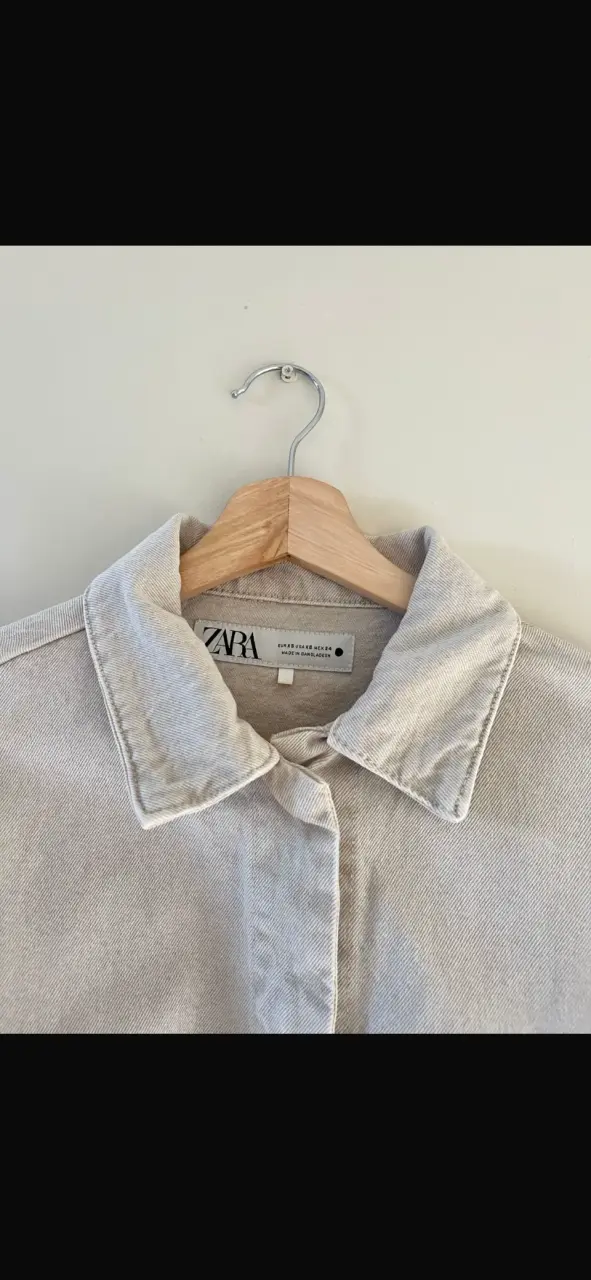 Camisa blanca Zara de mezclilla - 2