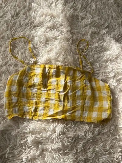 Top corto a cuadros amarillo y blanco - miniatura 1