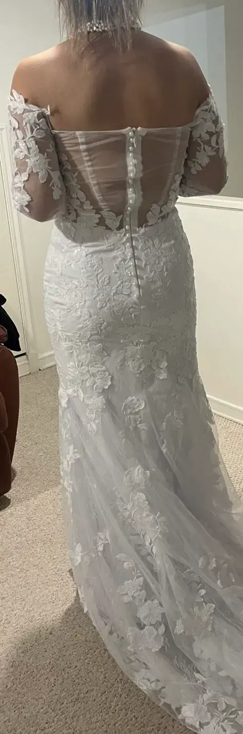 Vestido de novia nuevo con encaje y mangas largas - 2