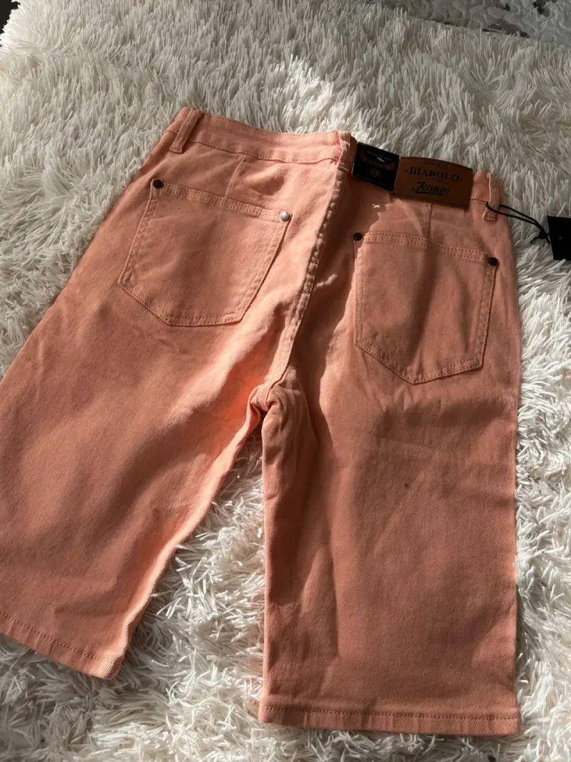 Bermudas naranjas de mezclilla para hombre - 3