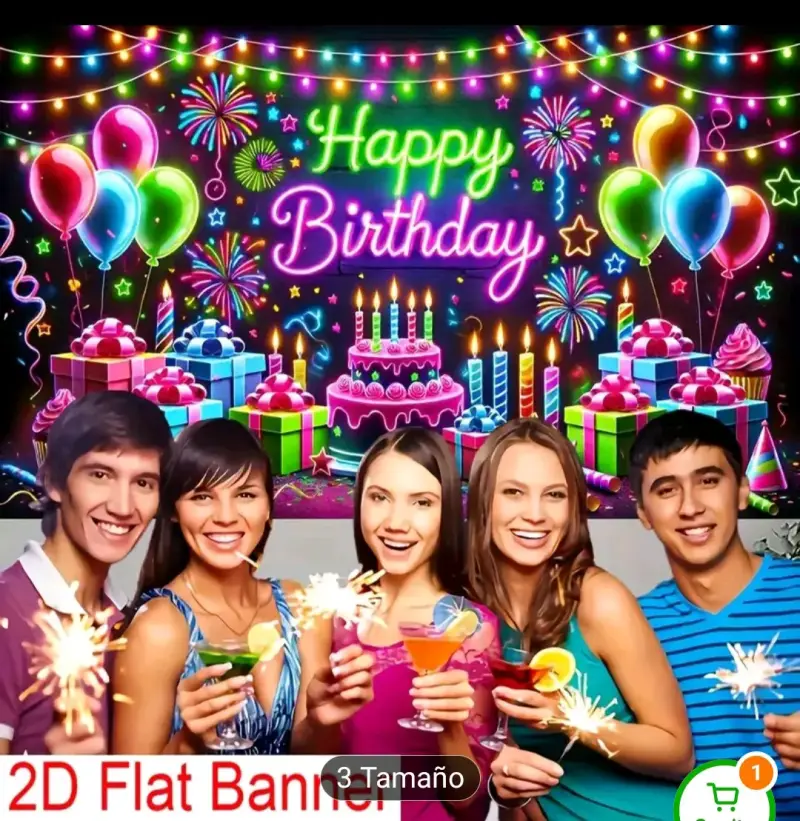 Banner de cumpleaños 2D con luces - 2