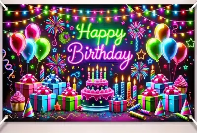 Banner de cumpleaños 2D con luces - miniatura 3