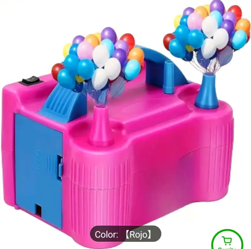 Inflador eléctrico portátil rosa y azul con globos - 2