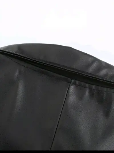 Abrigo largo de cuerina negro para hombre - miniatura 3