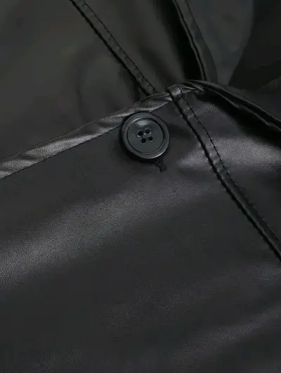 Abrigo largo de cuerina negro para hombre - miniatura 5