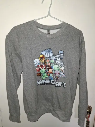 Polerón gris Minecraft para niños. Talla S - miniatura 1