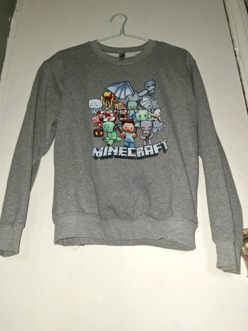 Polerón gris Minecraft para niños. Talla S - 4