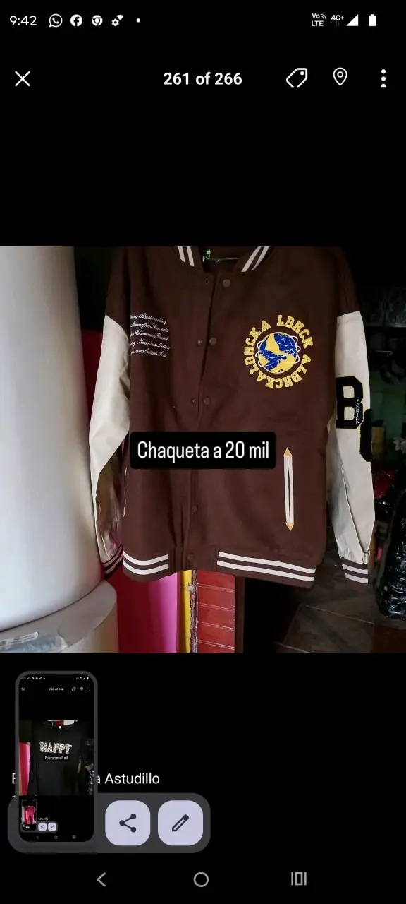 Chaqueta varsity marrón y beige