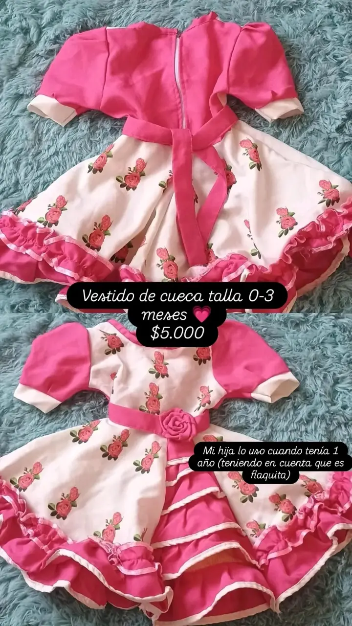 Vestido cueca infantil con estampado de flores - 3