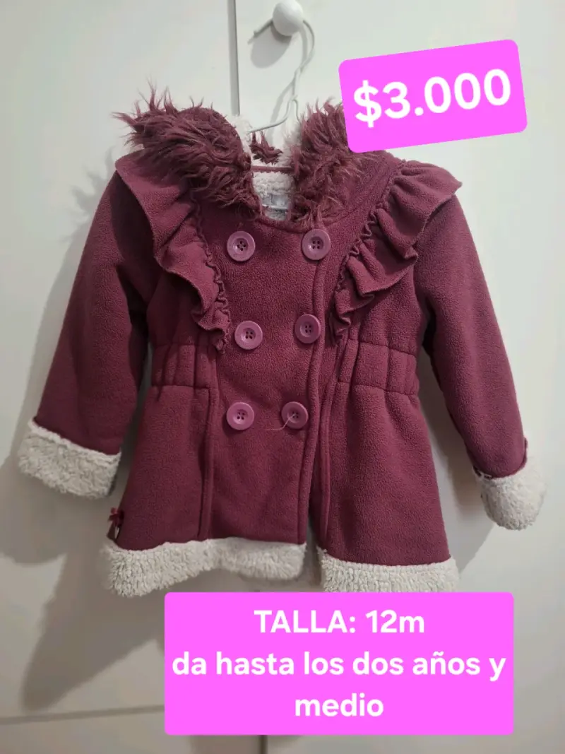 Abrigo infantil acolchado burdeos con capucha - 5