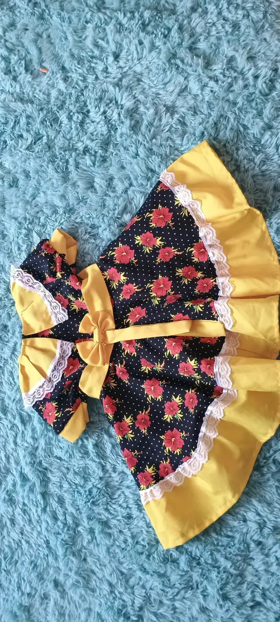 Vestido infantil de cueca floral con encaje - 2