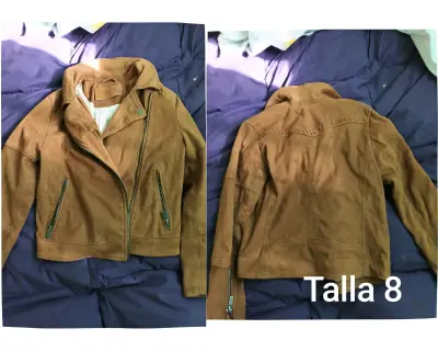 Chaqueta  marca Zara de gamuza marrón talla 8 y 9 - miniatura 1