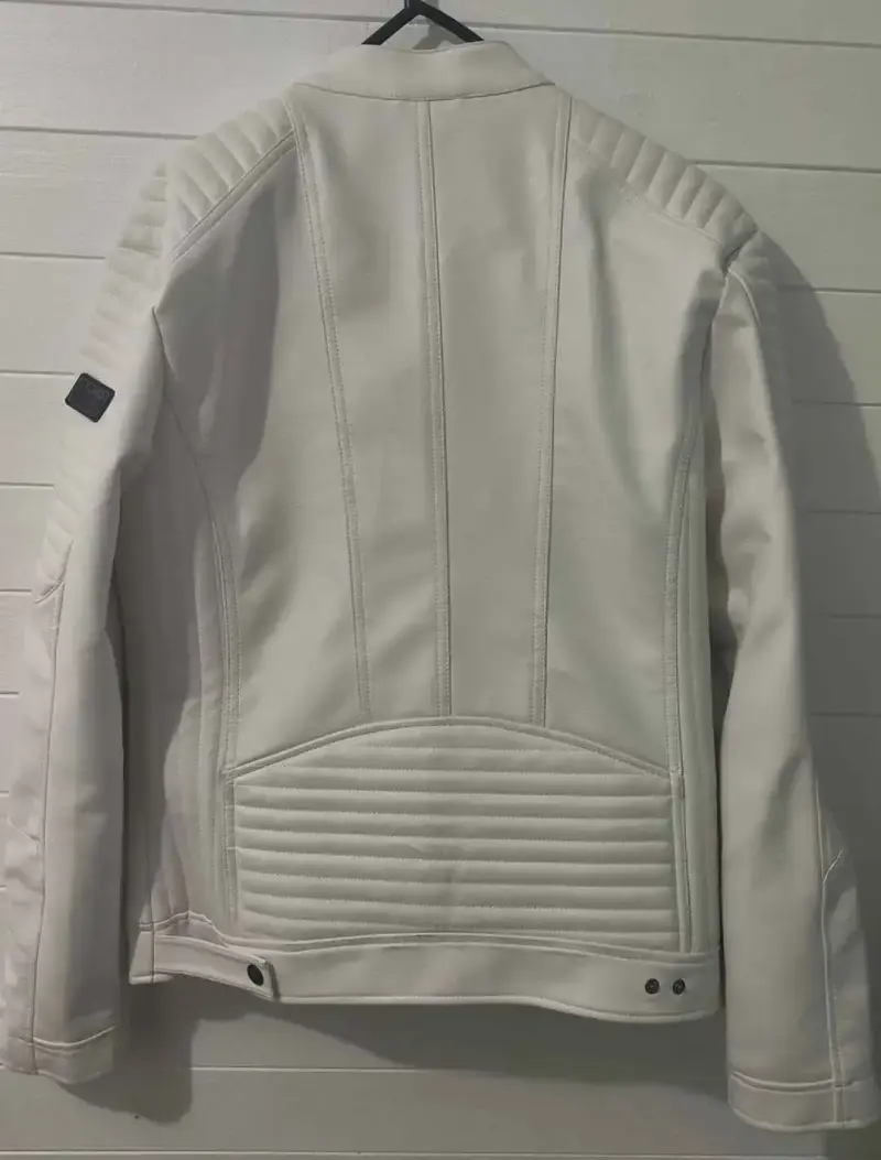 Chaqueta de cuero blanca con cierre JJO - 2