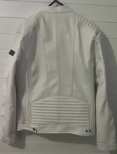Chaqueta de cuero blanca con cierre JJO - miniatura 2