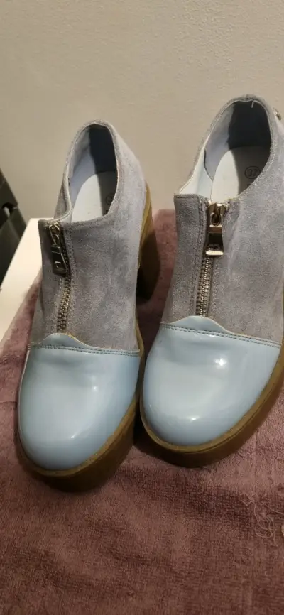 Zapatos de plataforma azul claro con cierre - miniatura 2