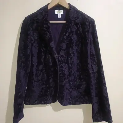 Blazer de terciopelo morado floral - miniatura 1