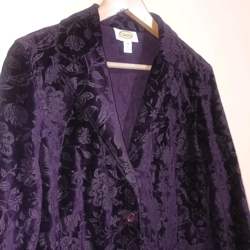 Blazer de terciopelo morado floral - 3