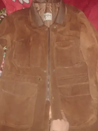 Chaqueta de gamuza marrón vintage - miniatura 2