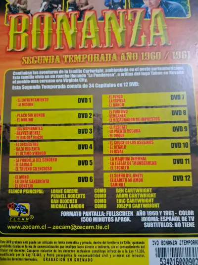 Colección Bonanza Temporadas 1 y 2 en DVD - miniatura 4