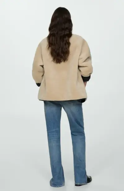 Chaqueta de lana beige con botones decorativos - miniatura 3