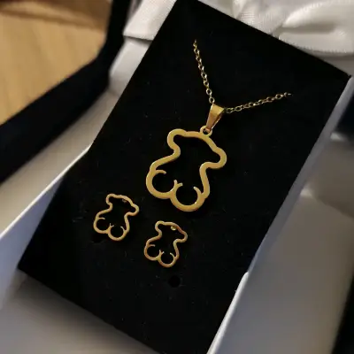 Conjunto de collar y aros de osito estilo Tous - miniatura 3