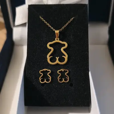 Conjunto de collar y aros de osito estilo Tous - miniatura 4