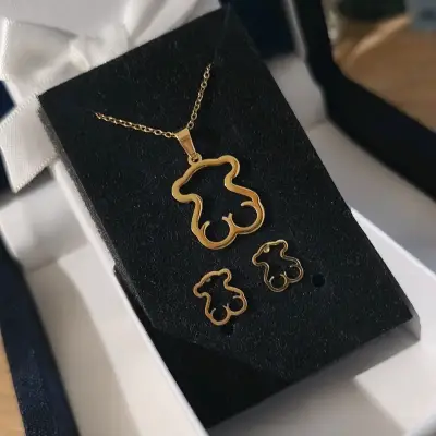 Conjunto de collar y aros de osito estilo Tous - miniatura 5