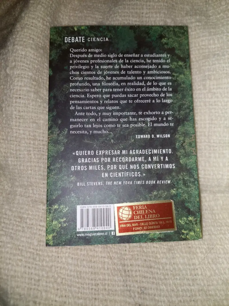 Libro 'Cartas a un joven científico'  Edward O. W - 2