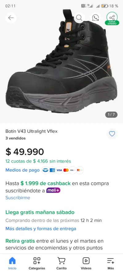 Botas de seguridad  negras ultraligeras - miniatura 4