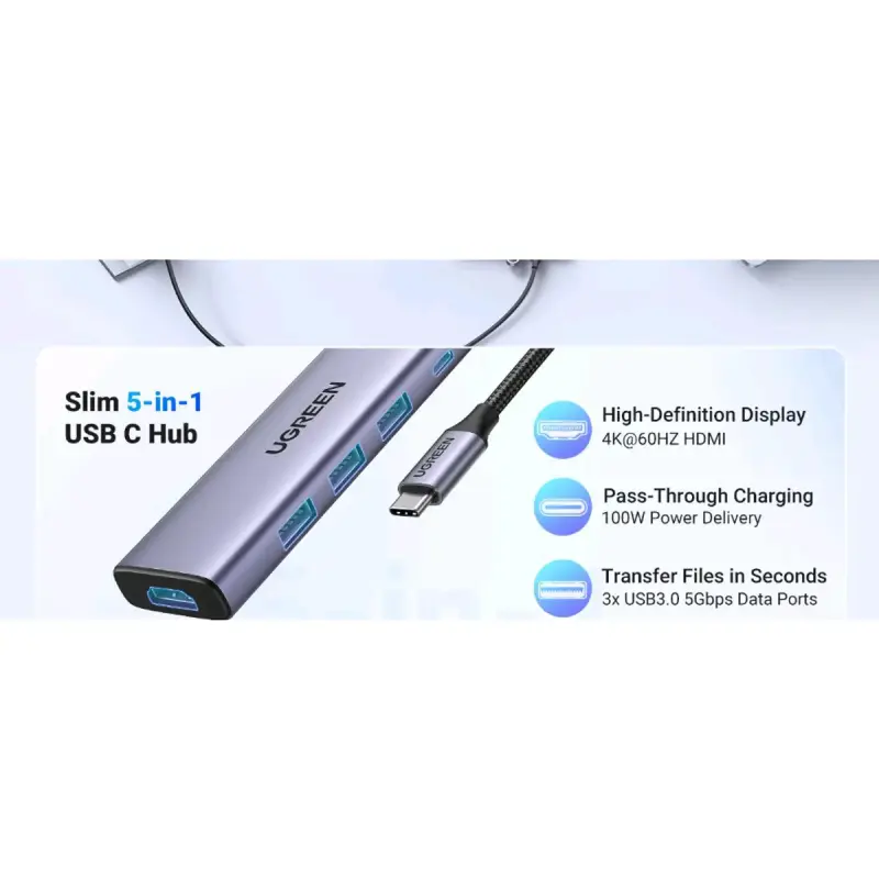 Hub USB-C UGREEN 6 en 1 con HDMI 4K - 2