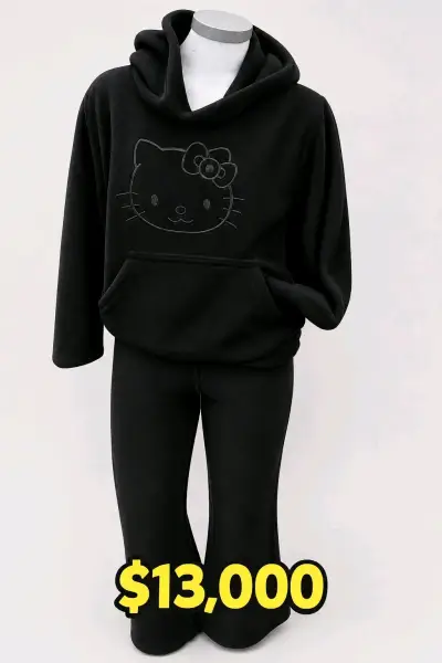 Conjunto polar negro con diseño de gato - miniatura 1