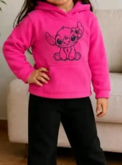 Conjunto polar negro con diseño de gato - 4