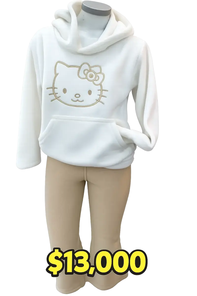 Conjunto polar negro con diseño de gato - 5