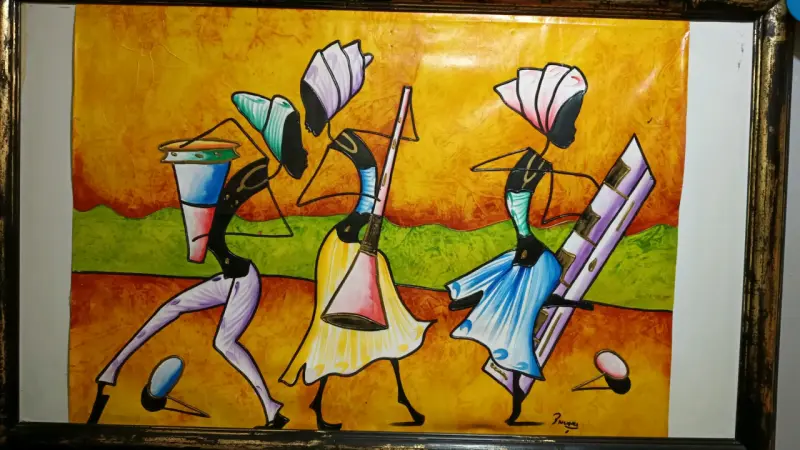 Cuadro artístico africano enmarcado