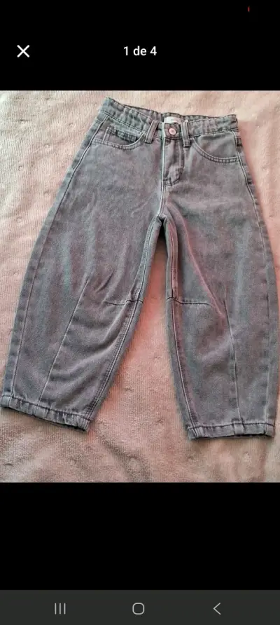 Jeans de mezclilla gris de niña - miniatura 1