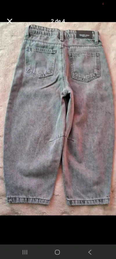 Jeans de mezclilla gris de niña - miniatura 3