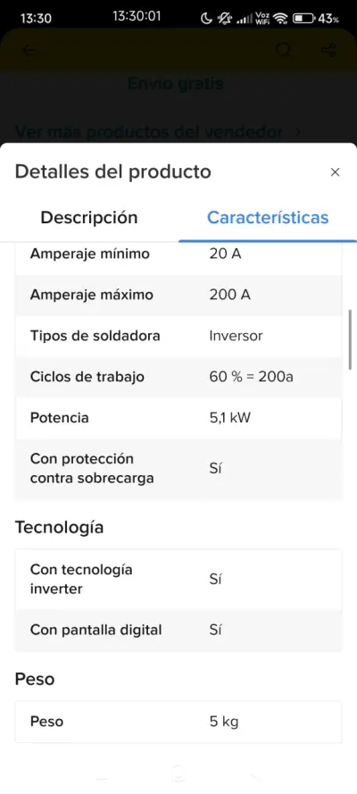 Soldadora inverter Total GBT 200A - miniatura 2
