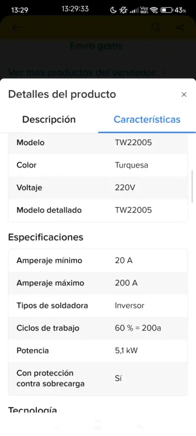 Soldadora inverter Total GBT 200A - miniatura 3