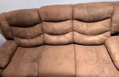Sofá reclinable de tela marrón - miniatura 4