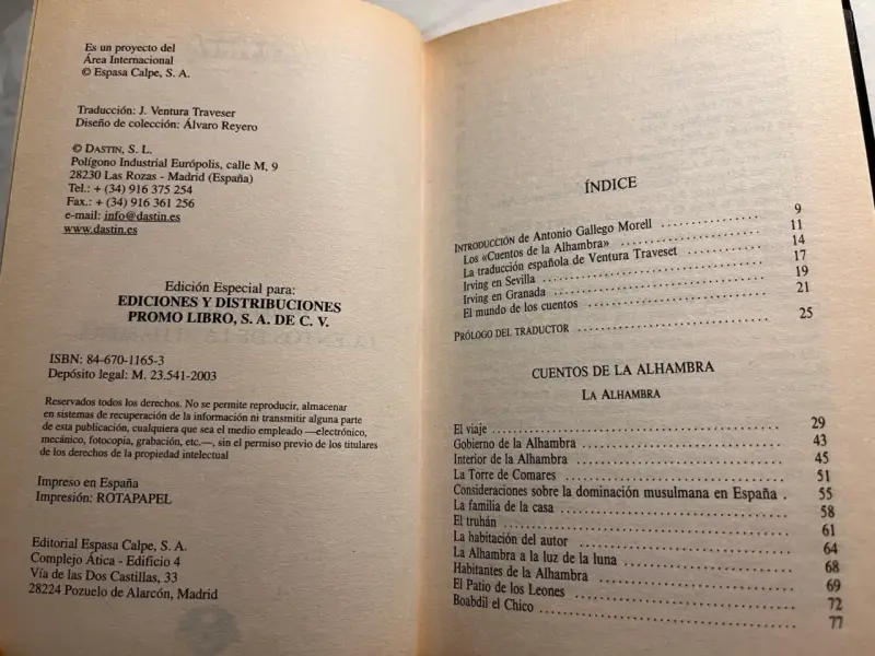 Libro 'Cuentos de la Alhambra' de Washington Irving - 2