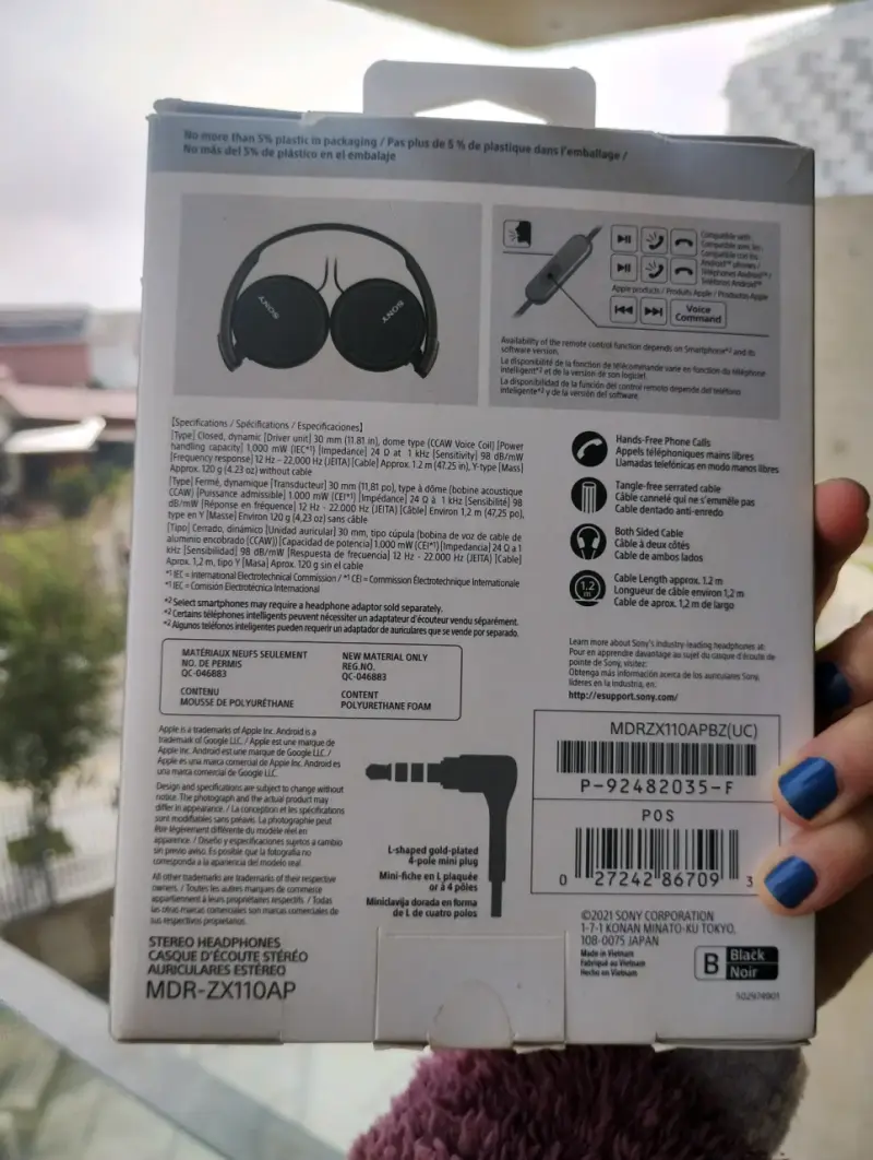 Auriculares Sony con cable y diseño plegable - 5