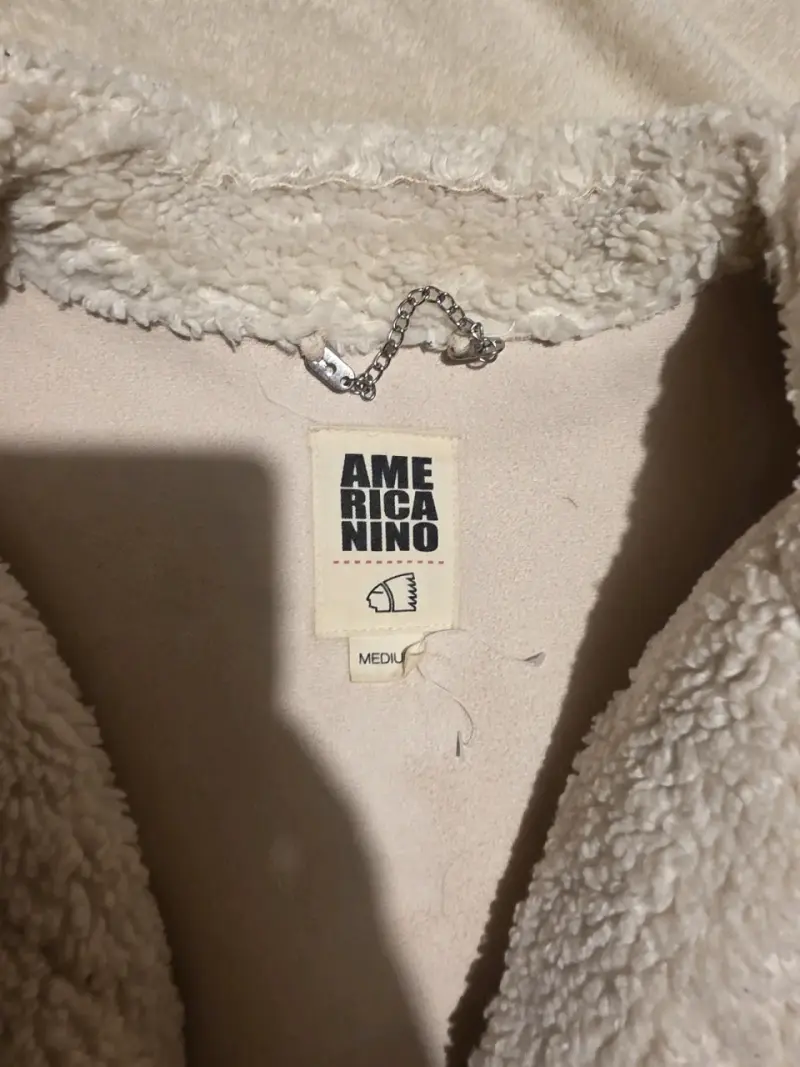 Chaqueta de lana sintética beige - 2