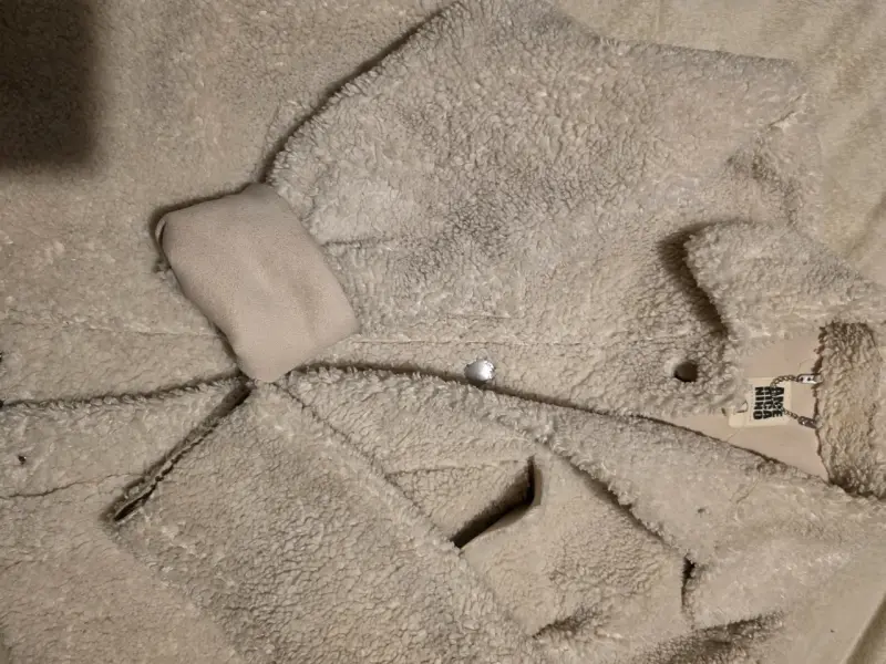 Chaqueta de lana sintética beige - 3