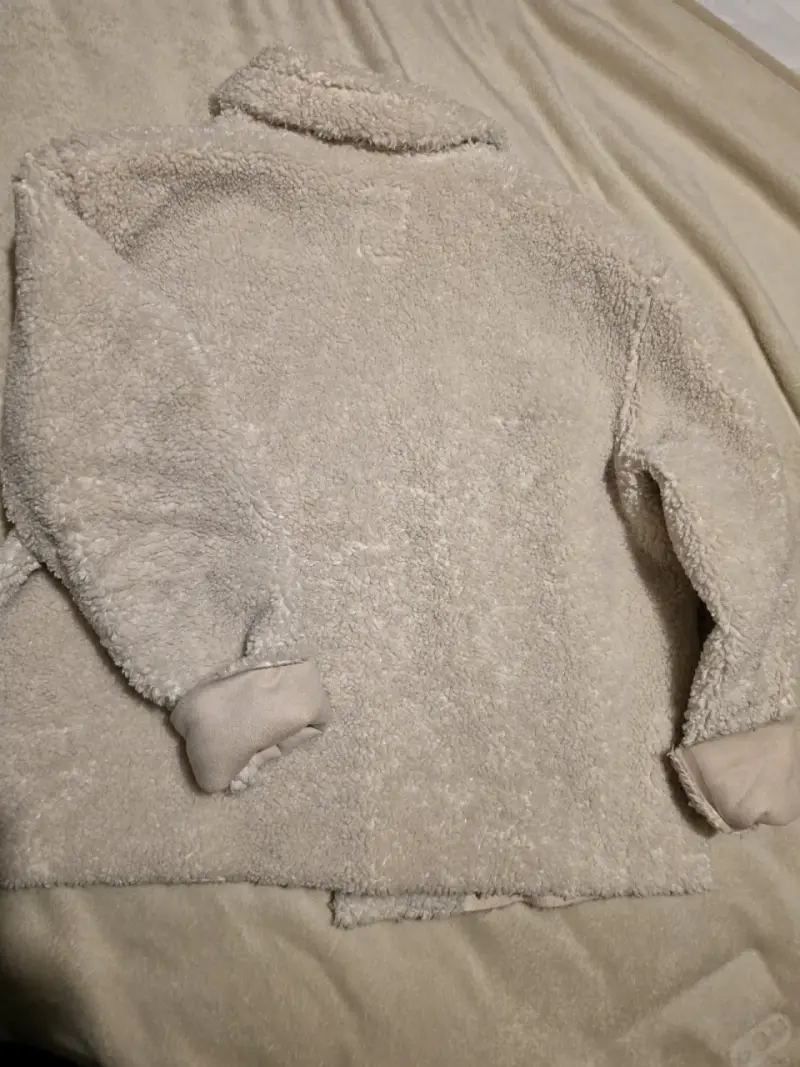 Chaqueta de lana sintética beige - 4