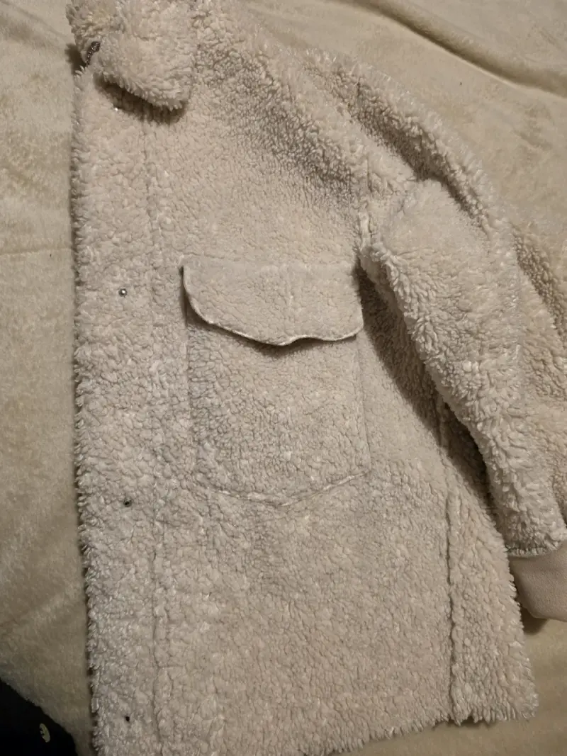 Chaqueta de lana sintética beige - 5