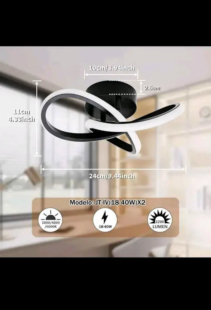 Lámpara de techo LED moderna negra y blanca - 4