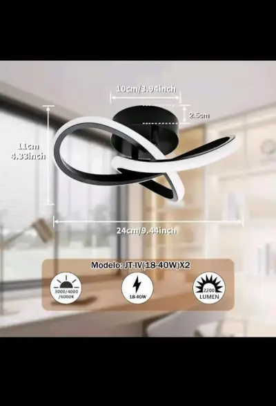 Lámpara de techo LED moderna negra y blanca - miniatura 4
